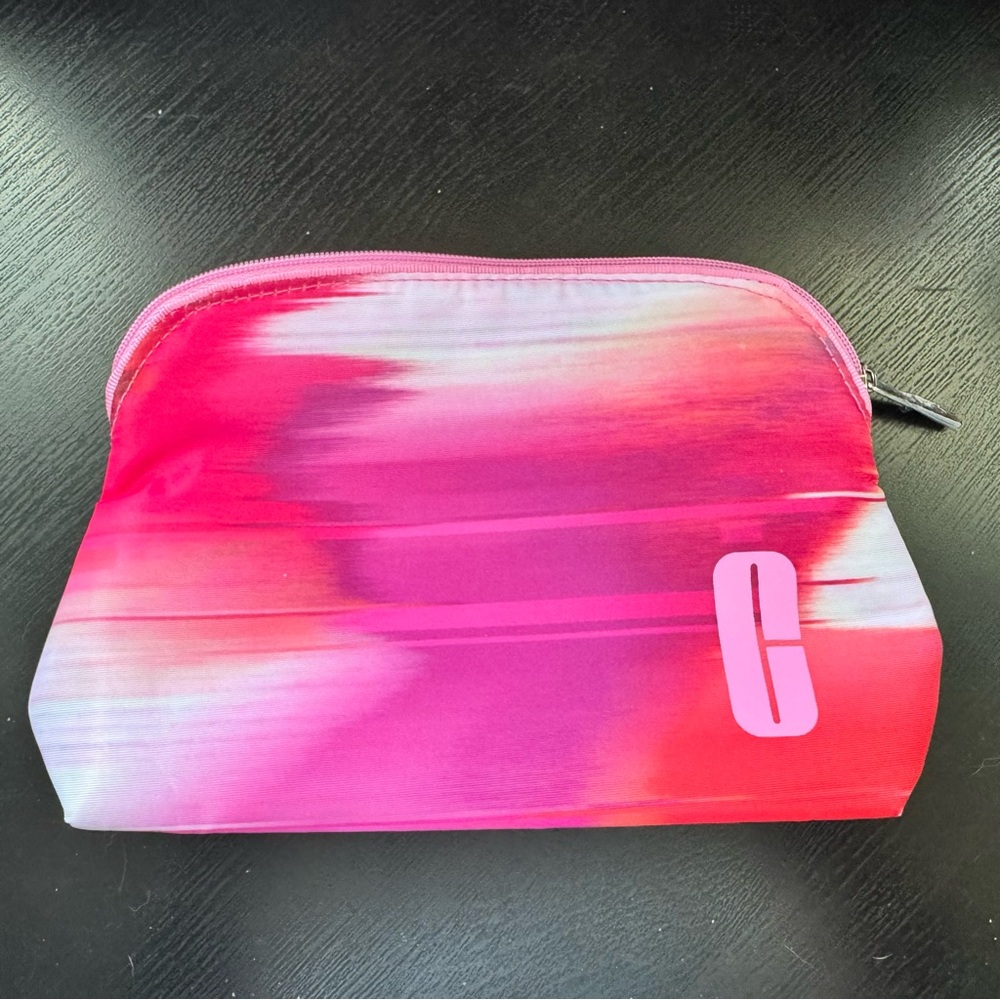 Clinique Pink Cosmetic Bag with Artistic Gradient Design